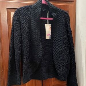 Black Open-Front Women’s Cozy Knit Sweater Cardigan Medium